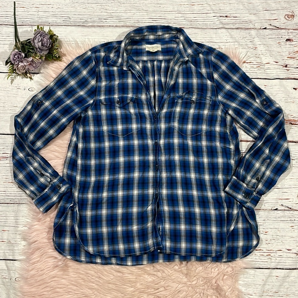 Denim & Supply Ralph Lauren Plaid Blue Button Down Top
